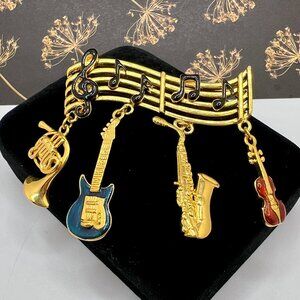 Musical Instruments Charm Brooch